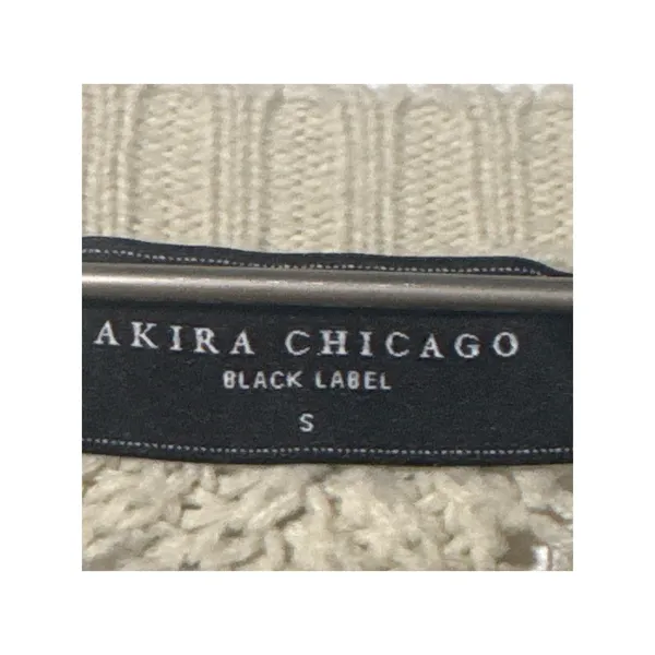 Akira Chicago Black Label Cable Knit Sweater Women's Small Elbow Patch Cream - Image 5