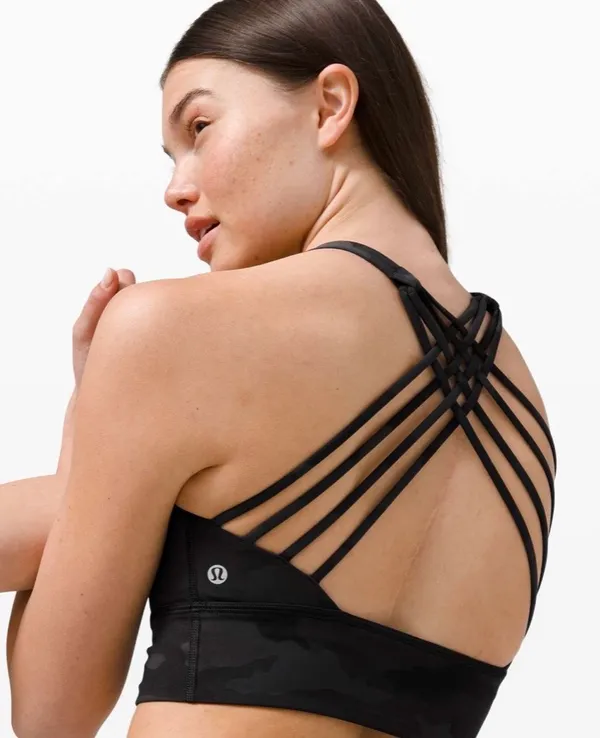 Lululemon Free To Be Bra Wild High Neck Long Line "Light Support, A/B Cup Heritage 365 Camo Deep Coal Multi 6 - Image 8
