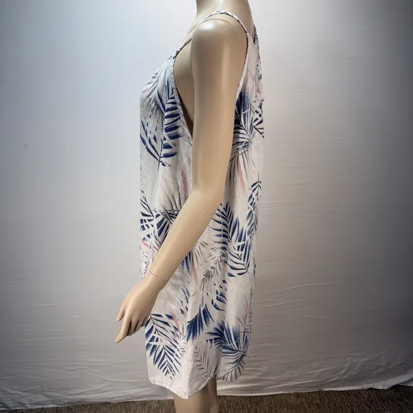 Lungo L'arno Tropical Floral Linen Mini Dress‎ Sundress Size M Spaghetti Strap - Image 3