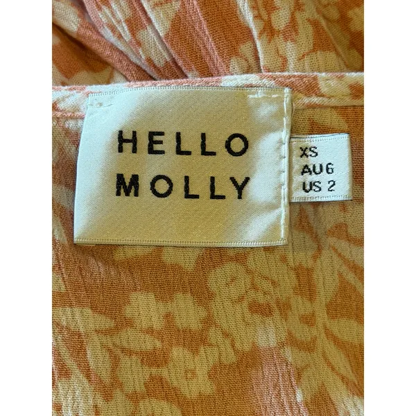 Hello Molly Floral Romper Women XS Pink Ruffle Tie Front Cutout Boho Cottagecore - Image 8