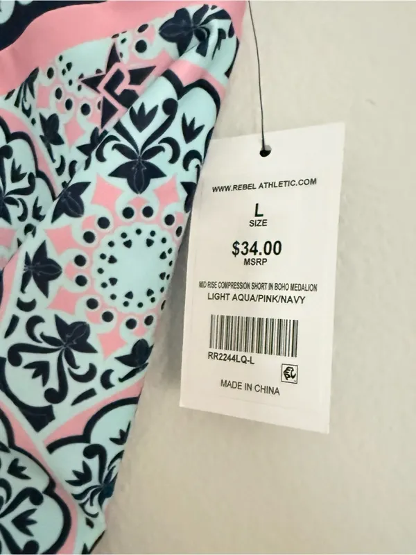 Printed Bike Shorts in Light Blue & Pink - Image 2