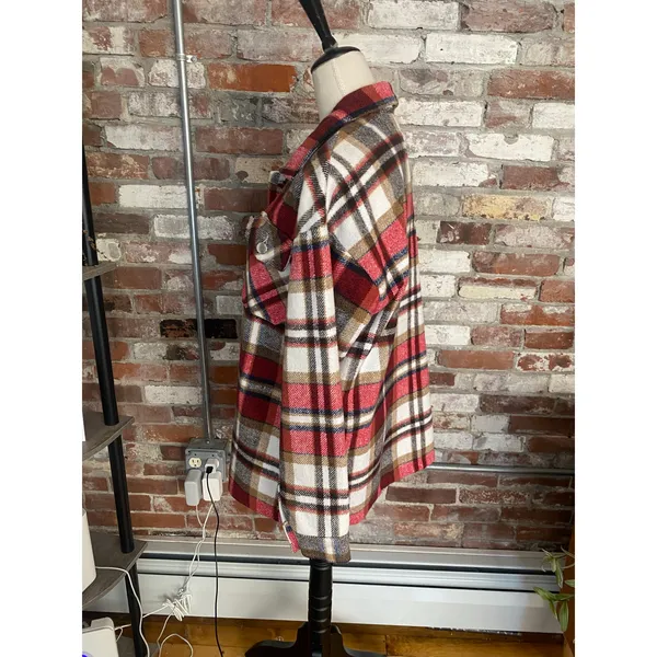 Dokotoo Button Down Shacket Boyfriend Long Sleeve Oversized Plaid Size M - Image 6