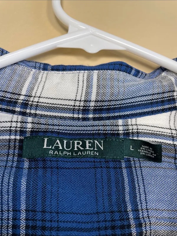 Lauren Ralph Lauren Women’s Plaid Blue White Black LS Button-Up Shirt - Image 8