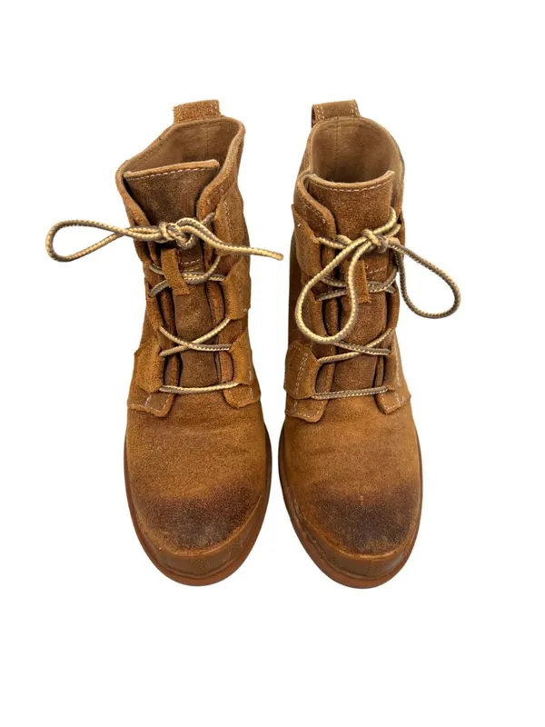 Sorel Toronto Lace-Up Wedge Ankle Boots Waterproof Camel Brown Size 6 - Image 3