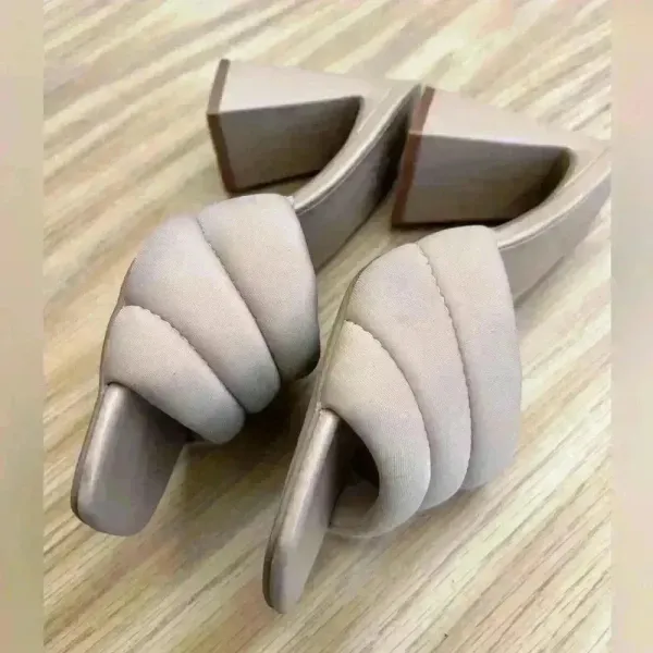 Nordstrom Open Edit Sheena Sandal Chunky Heel Square Toe Taupe Nude Size 8.5‎ - Image 3