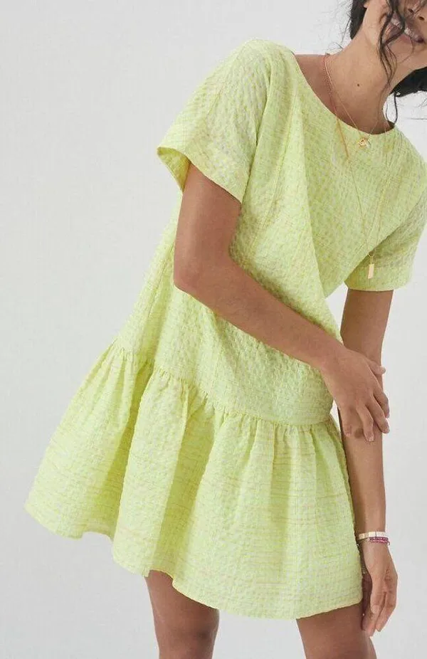 Anthropologie Corey Lynn Calter Yellow Mariah Textured Mini Dress Size Medium - Image 5