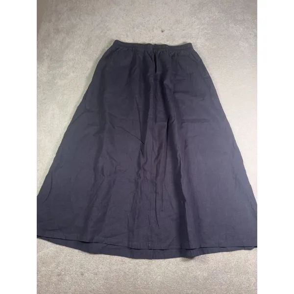 NWT neuflora skirt linen pockets navy full long skirt L - Image 8
