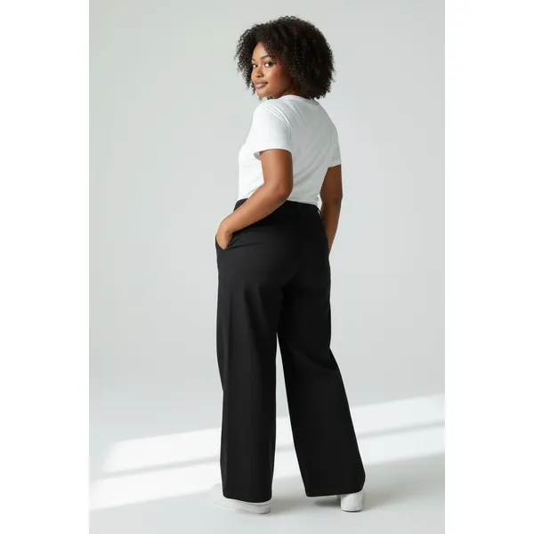 Celebrity Pink Womens Pants Size 2X Black Chino Twill Wide-Leg Hi-Rise Office - Image 4