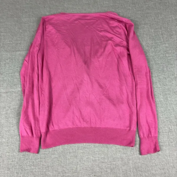 Ralph Lauren Golf Cardigan Sweater Womens‎ M Pink Silk Cashmere V Neck Pockets - Image 8