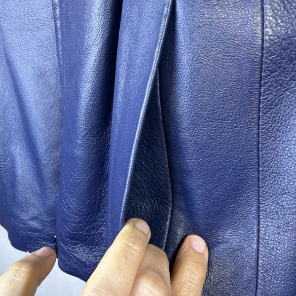 East 5th Women’s 100% Leather Jacket blue medium moto y2k retro fitted - Image 5