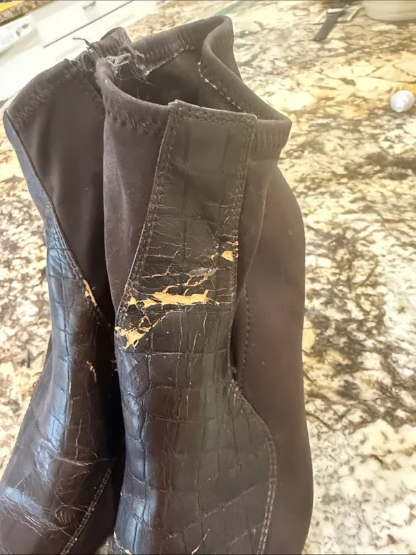 Coach and Four Dark Brown Croc-Embossed Pointed Ankle Boots - Image 4