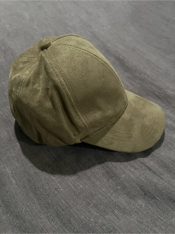 Olive Faux Suede Baseball Cap - Image 3