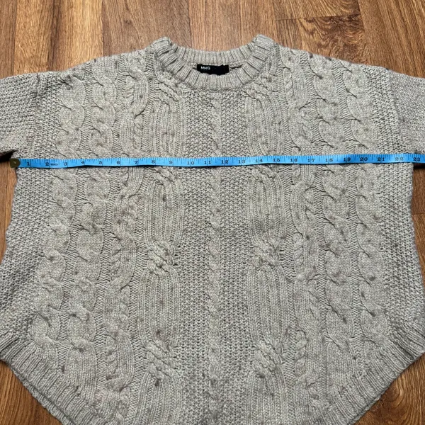 MNG Mango Mock Neck Tan Wool Blend Cable Knit Sweater Womens Size XS Oversized - Image 7