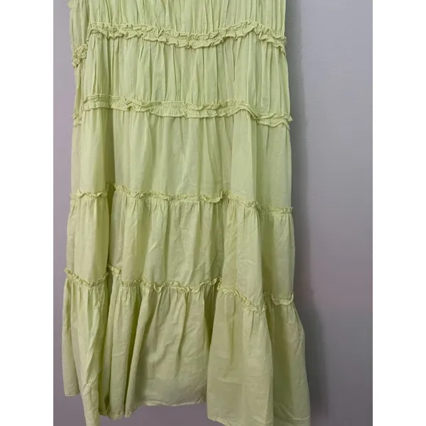 Vasna Desire Tiered Midi‎ Sun Dress 100% Cotton Womens Large Boho Yellow Flowy - Image 3