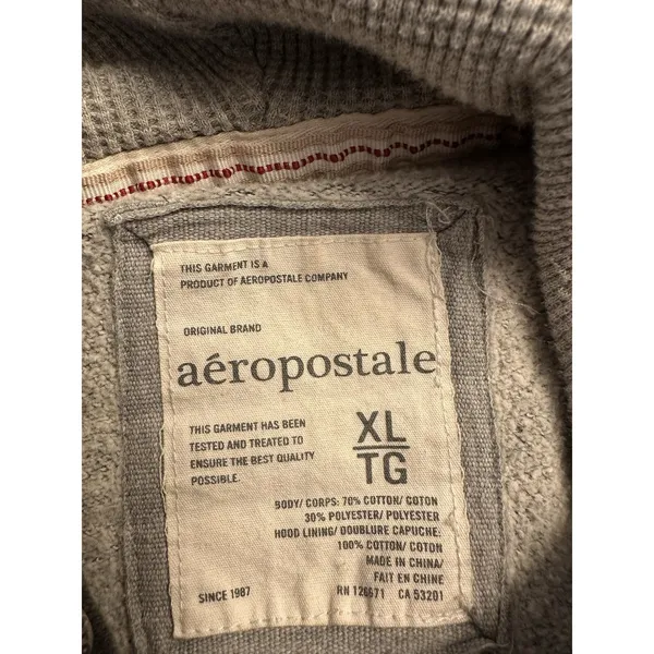 VTG Aeropostale Hoodie Women’s XL Gray AERO New York Full Zip Logo Fleece Y2K - Image 5