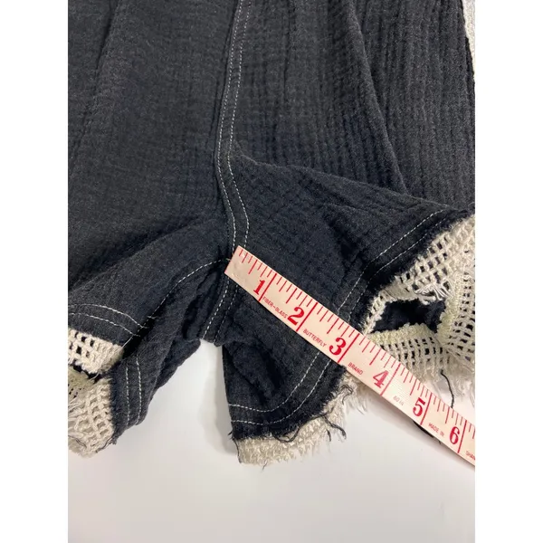 POL Black Cotton Crochet Trim Shorts Size Small Boho Drawstring Pockets - Image 3
