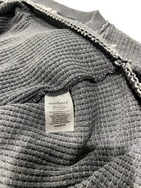 Sundance Oversized Waffle Knit Shirt Gray Size M Cottagecore Spring Boho Summer - Image 4