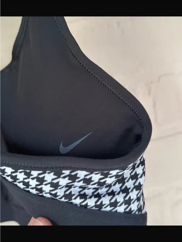 Nike Black & White Houndstooth Racerback Bralette sports bra - Image 3