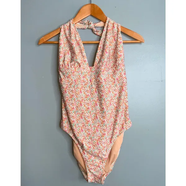 J. Crew Floral Print Halter One Piece Swimsuit Size 10 - Image 2