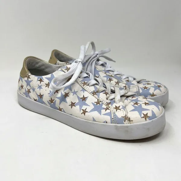OTBT Shoes Court In Star Blue Gold‎ Leather Lace Up Sneakers Comfort Size 6.5M - Image 2