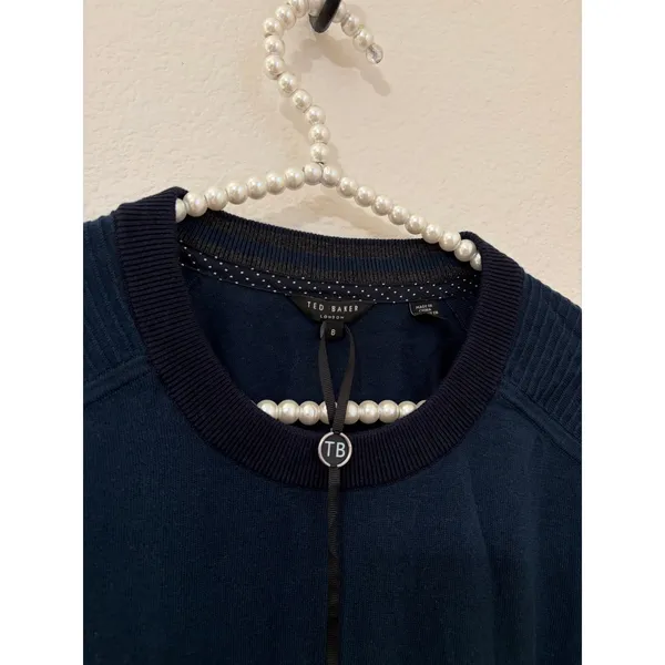 NEW Ted Baker Women's Size 6 Sweater Dark Blue Green Cotton Crewneck Pullover - Image 2