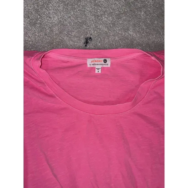 anthropologie sundry hot pink dress size 2 Ruched Fern‎ Puff Sleeves - Image 3
