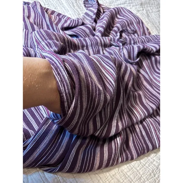 Coldwater Creek Purple Striped Tiered Midi Skirt Elastic Waist Boho Casual - Image 5