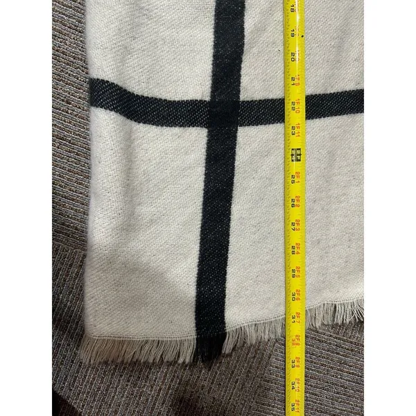 LOFT Poncho Cape Knit Sweater Ivory/Black Windowpane Check Acrylic Size M/L - Image 7