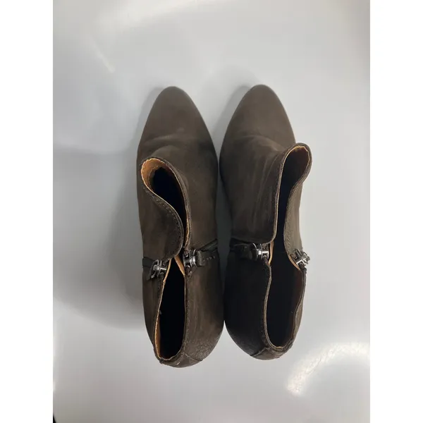 Frye Ankle Boots Womens 8.5 Brown Excellent Leather Pointed Toe Side Zip Booties - Image 5