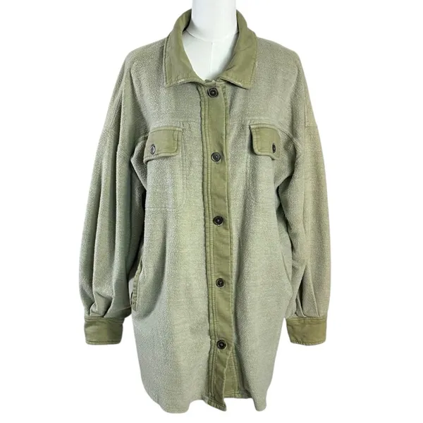 Free People Oversized Ruby Jacket in Jaded Shacket Grunge 90s Distressed Small - Image 8