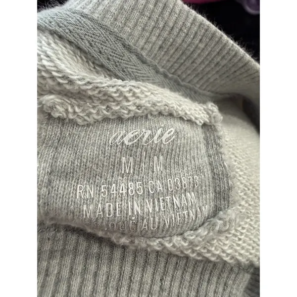 Aerie Womens Medium‎ Gray Crewneck Sweatshirt Oversized Pocket Pullover Fleece - Image 4