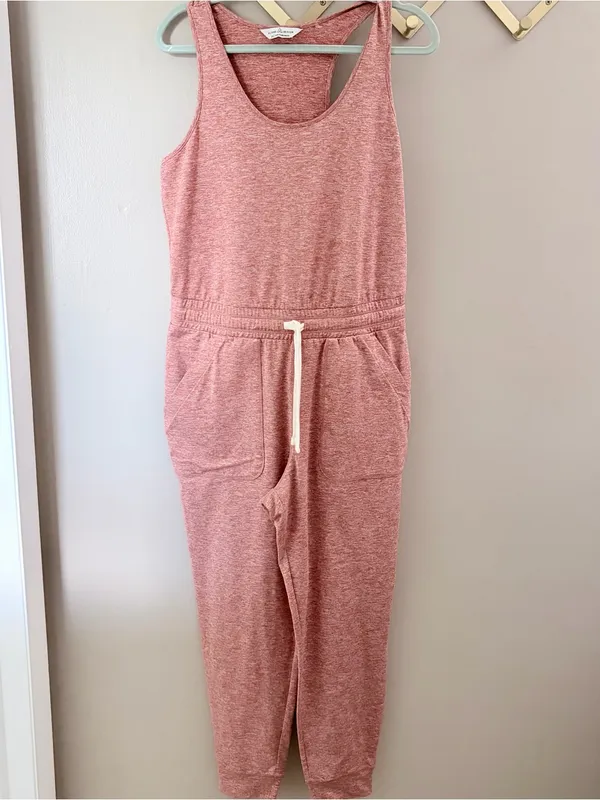 Alpine Design Women's Medium Heathered Pink Drawstring Sleeveless Jumpsuit - Image 2