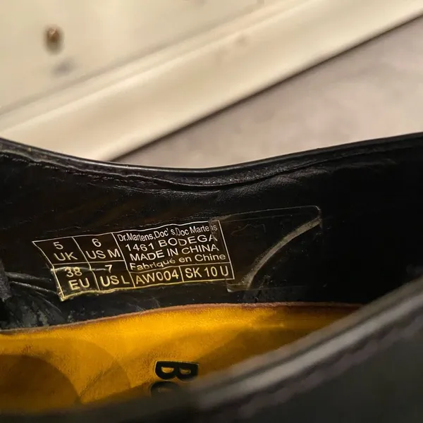 Dr Martens x Bodega 1461 Black Leather‎ Shoes Hidden In Plain Sight Womens 7 USL - Image 6