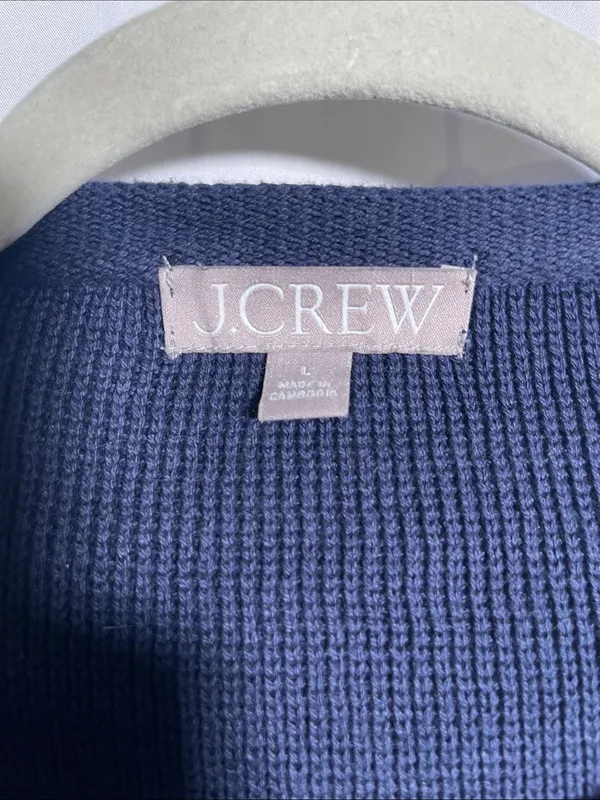 J. Crew Womens Emilie Cardigan Sweater Lady Jacket Navy Blue Stripes Large Bx482 - Image 3