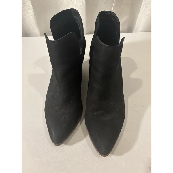 Frye Black Suede Leather Ankle Boots Booties Women's Size 9.5 Classic Block Heel - Image 3