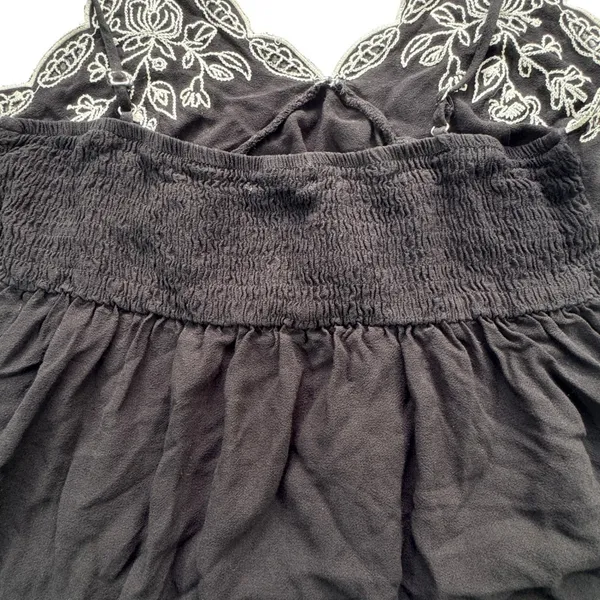 Love On A Hanger Black Floral Babydoll Cami Womens Large Embroidered Smocked Top - Image 5