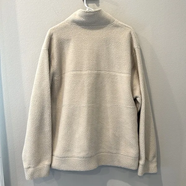 Alphalete King Quarter Zip Cream Sherpa Pullover Sweater Unisex Large - Image 8