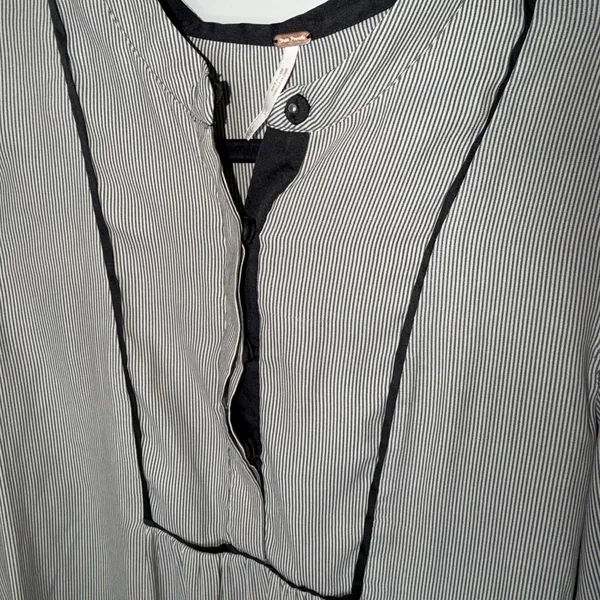 Free People Pebble Crepe Free Bird Womens Large Black White Striped Long Sleeve - Image 2