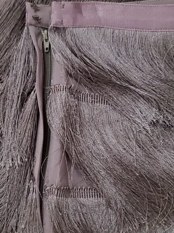 Intermix Raine Fringe Mini Skirt Gray Black Size 4 Flapper Party Cocktail Glam - Image 6