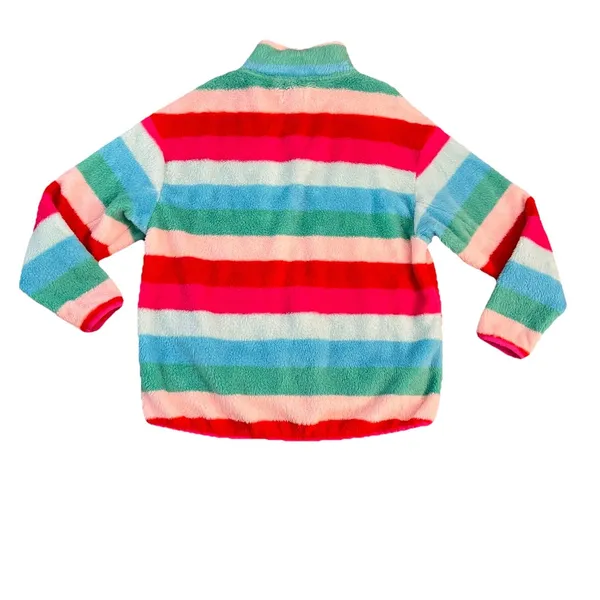 Crown & Ivy Cabana Women’s Sweatshirt Small Oversized Rainbow 1/4 Zip‎ Striped Sherpa - Image 2
