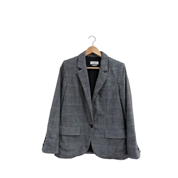 Isabel Marant Etoile Kice Plaid Blazer Grey Wool Blend Minimalist Capsule Sz 38 - Image 3