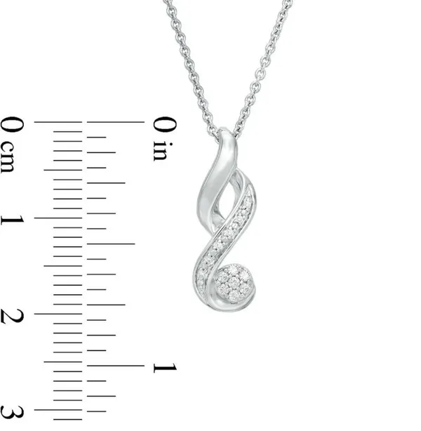 Zales 1/15 CT. T.W. Composite Diamond Flame Pendant Necklace In Sterling Silver - Image 3