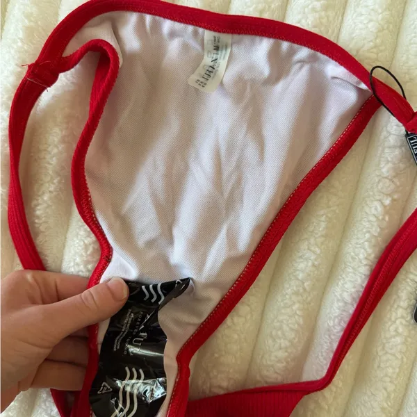 NWT Zaful Bright Red Ribbed Bikini Bottoms - Image 5