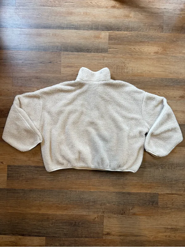 Old Navy Ivory Sherpa Half-Zip Teddy Fuzzy Pullover - Image 2
