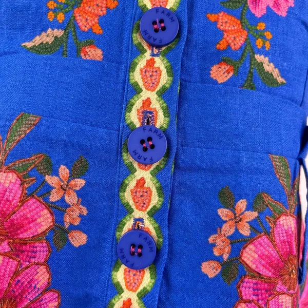 NWOT Farm Rio Linen Blend Floral Print Romper Size S - Image 5