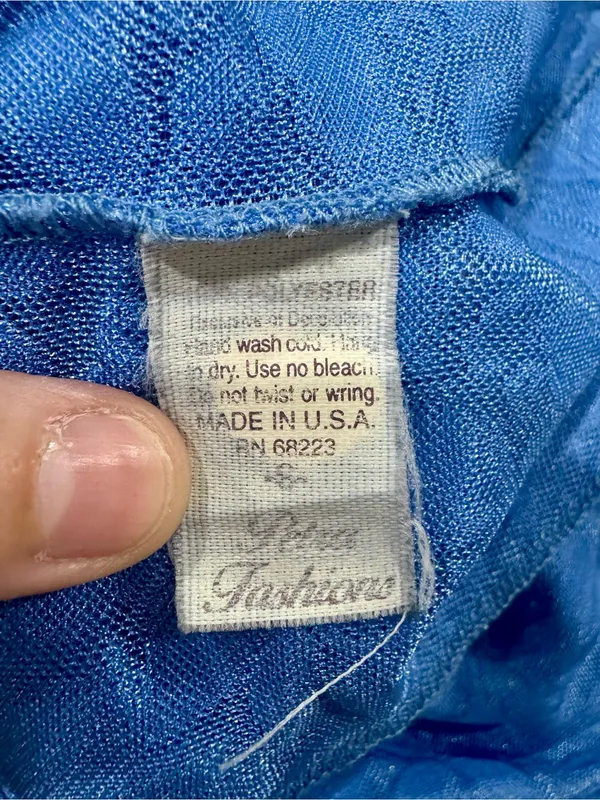 Vintage Y2K Petra Fashions Blue Burnout Floral Mini Dress Made USA - Image 6