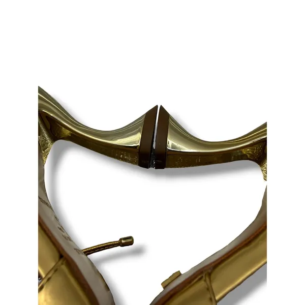 Vicenza Gold Metallic Sculptural Heel Pumps 39‎ Lace Up Pointed Toe Statement - Image 12