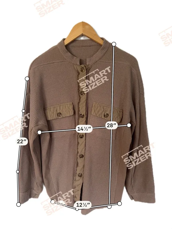 CHOU YATOU Button Down Waffle Knit Shacket Brown Size L - Image 2