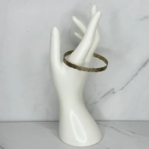 Vintage Mexico Flat Braided Bangle Bracelet Silver Tone ✨ - Image 6