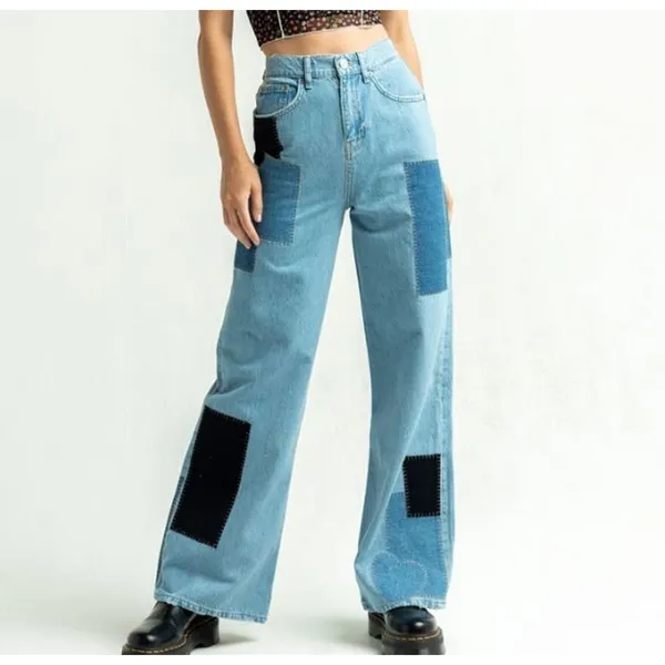 BDG Urban Outfitters Patchwork Wide Leg Puddle Jeans Skater 26" Waist - Image 2